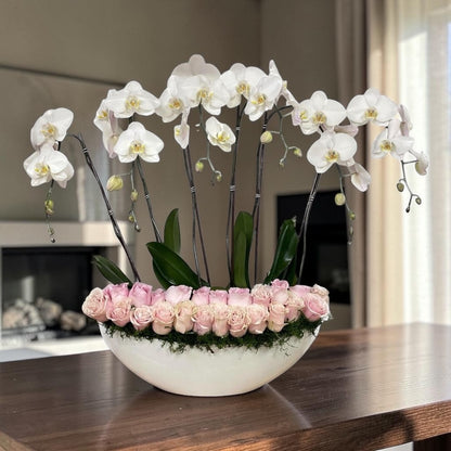 Luxury Orchid & Blush Rose Grand Arrangement