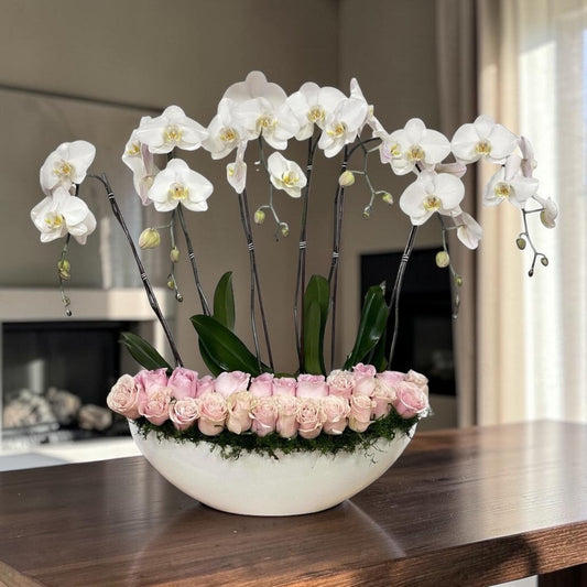 Luxury Orchid & Blush Rose Grand Arrangement