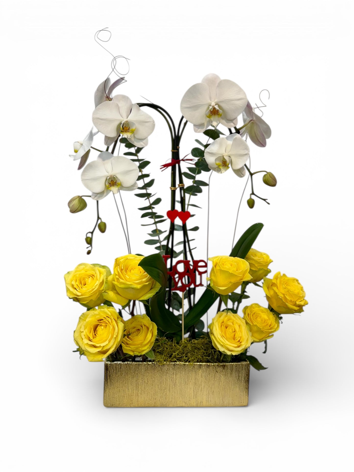 Valentine’s Orchid & Yellow Rose Love Arrangement