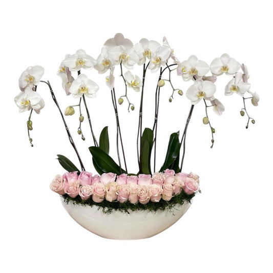 Luxury Orchid & Blush Rose Grand Arrangement